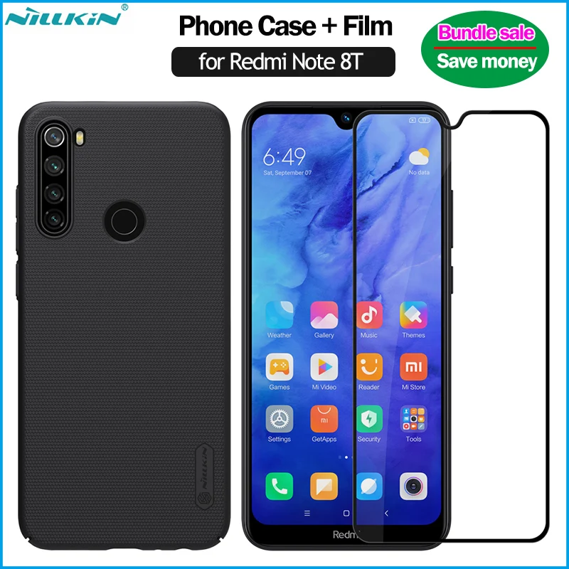 Матовый чехол Nillkin + полностью покрытое закаленное стекло для Xiaomi Redmi Note 8T с