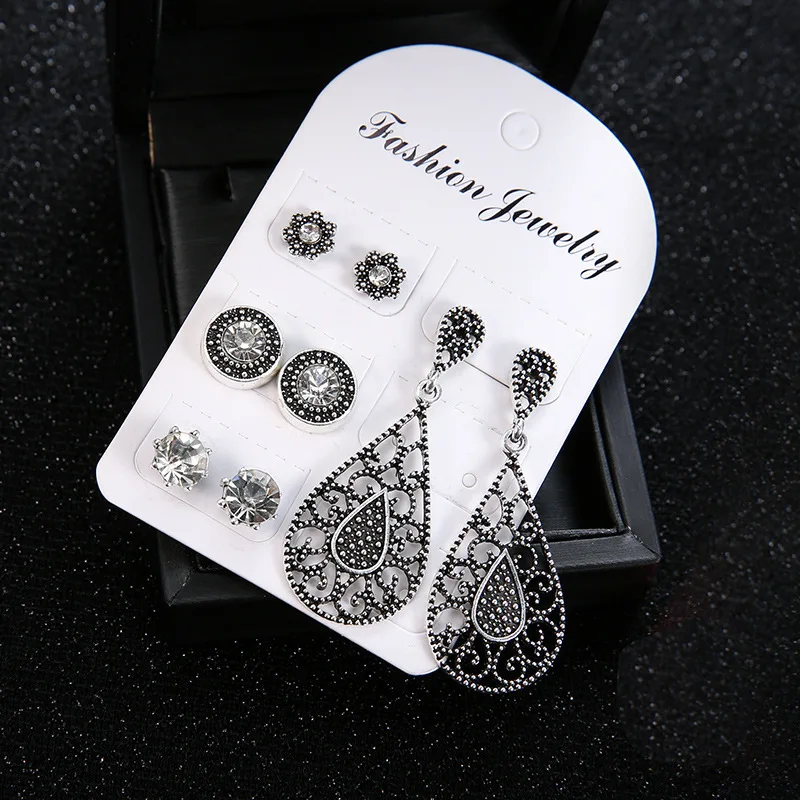 4 Pair/set Bohemian Retro Personality Hollow Drop Gems Geometric Crystal Stud Earrings Set Women Charm Party Jewelry Accessories
4 Pair/set Bohemian Retro Personality Hollow Drop Gems Geometric Crystal Stud Earrings Set Women Charm Party Jewelry Accessories