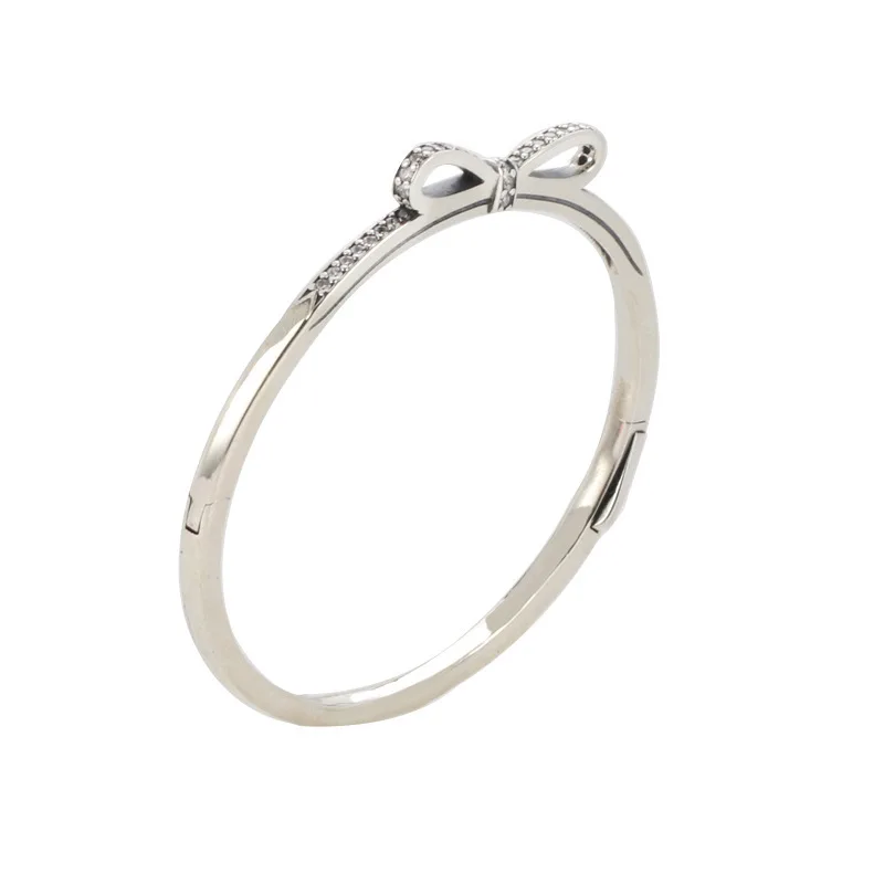 Fashion Simplicity 925 Sterling Silver White Zircon Transparent Inlaid Bow CZ Wishbone Bangle DIY Jewelry Making For Pandora
Fashion Simplicity 925 Sterling Silver White Zircon Transparent Inlaid Bow CZ Wishbone Bangle DIY Jewelry Making For Pandora