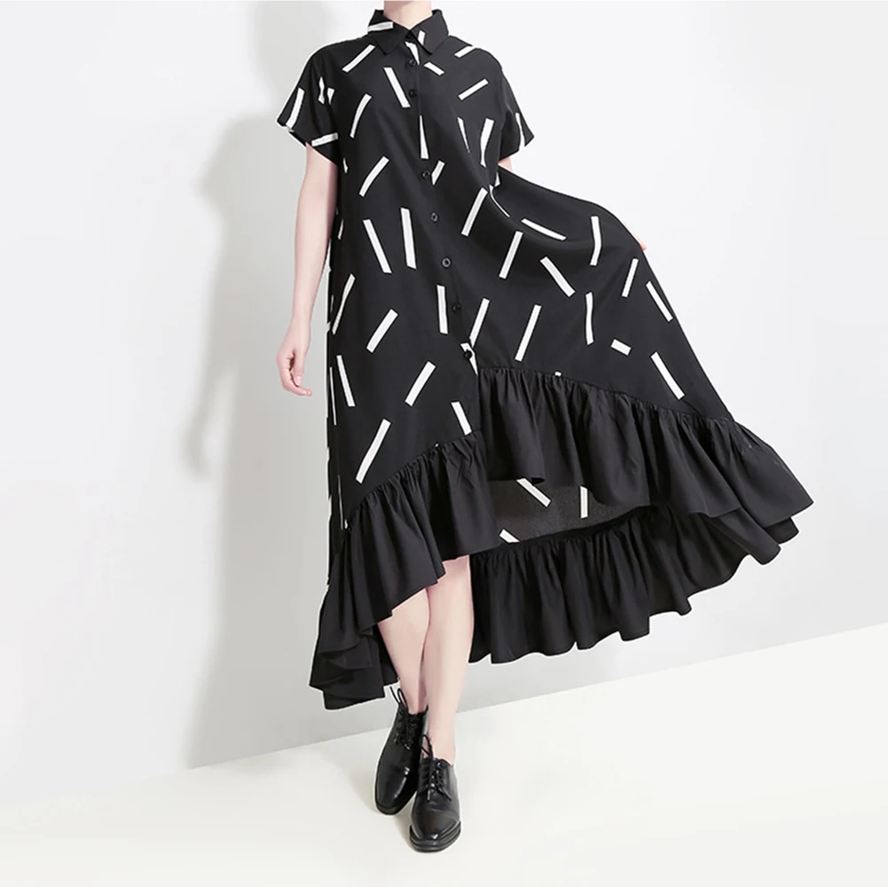 Spring and Summer New Style Fashion Large Size Loose Dress Temperament Short Sleeve Lapel Ruffle Dress
Spring and Summer New Style Fashion Large Size Loose Dress Temperament Short Sleeve Lapel Ruffle Dress