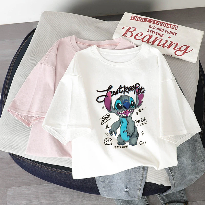 DIsney T Shirt Clothes For Women Korean Casual Fashion Cartoon Stitch Print Tops Summer Girls Clothing Loose Version Plus Size
DIsney T Shirt Clothes For Women Korean Casual Fashion Cartoon Stitch Print Tops Summer Girls Clothing Loose Version Plus Size