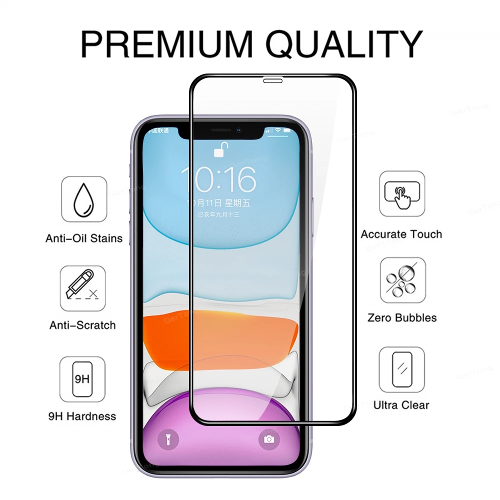 Защитное стекло с полным покрытием для iPhone 10 11 X XR XS 13 12 Pro Max защитой от царапин |