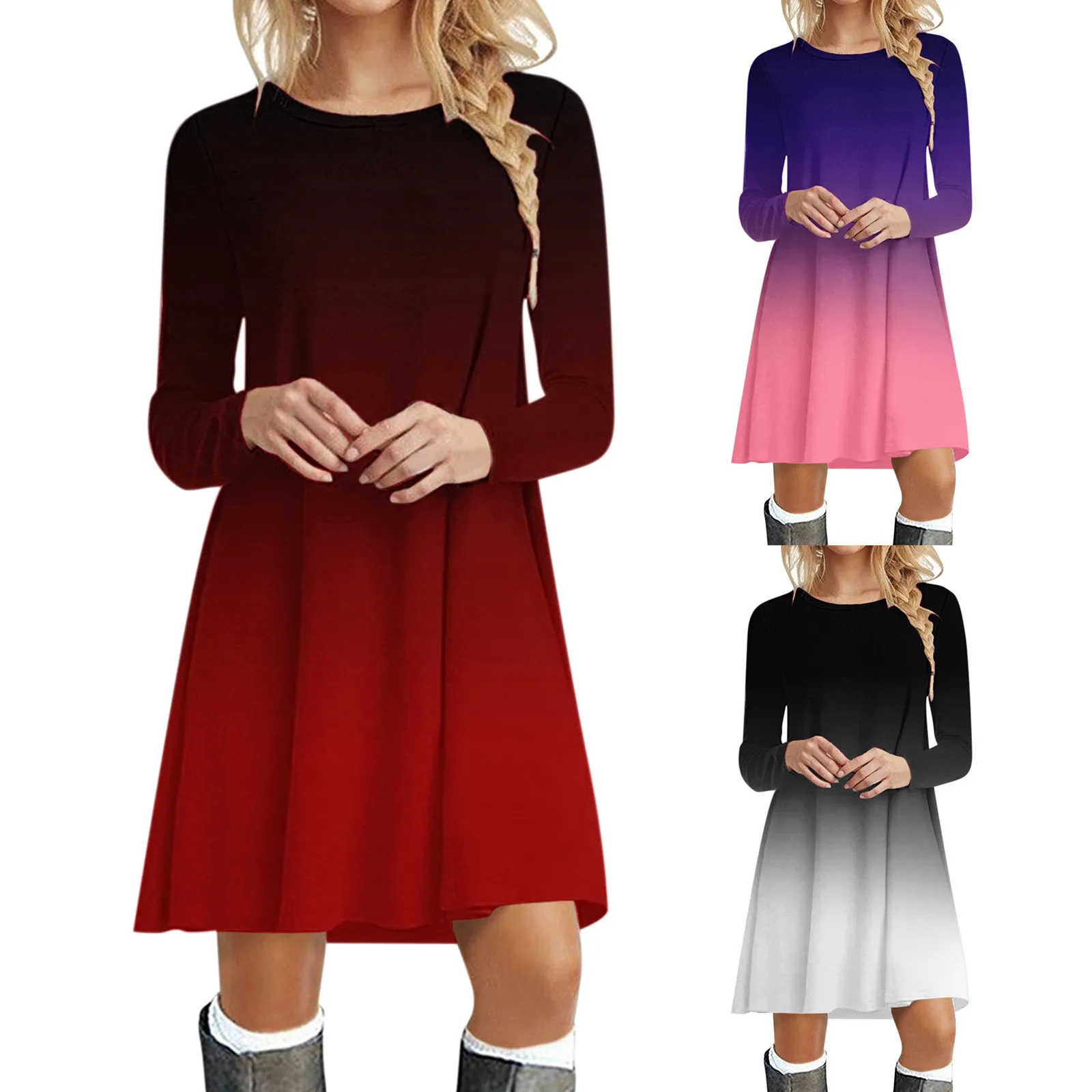 Sleeve Long Print Women Christmas Mini Swing T-shirt O-Neck Dress Dress Fashion Ladies Casual Loose Women's Dress
Sleeve Long Print Women Christmas Mini Swing T-shirt O-Neck Dress Dress Fashion Ladies Casual Loose Women's Dress