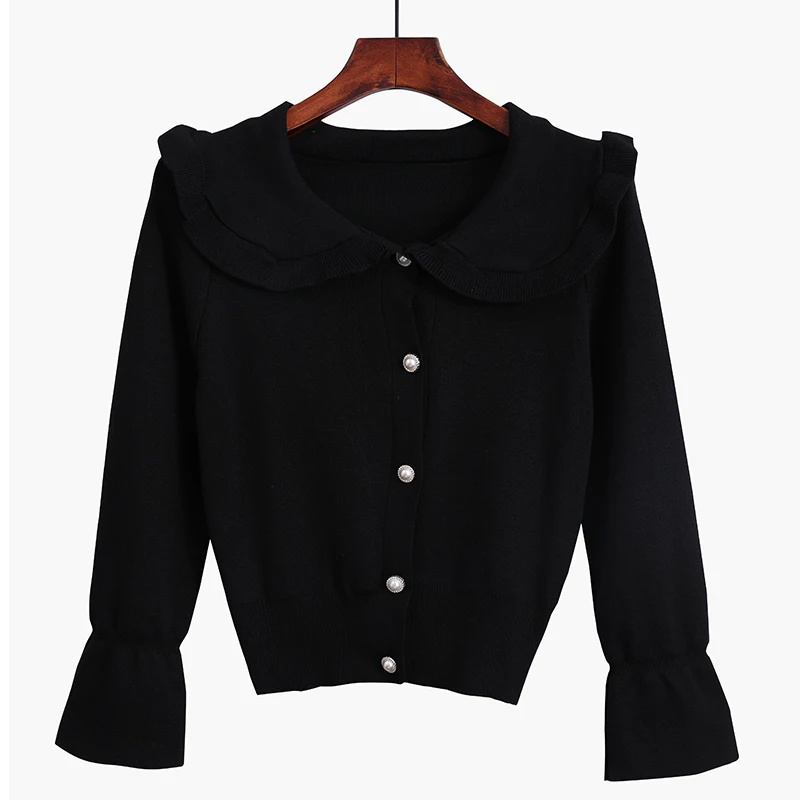 PERHAPS U Women White Black Red Pink Peter Pan Collar Sweater Knitted Long Sleeve Button Short Cardigans Sweet Spring M0393
PERHAPS U Women White Black Red Pink Peter Pan Collar Sweater Knitted Long Sleeve Button Short Cardigans Sweet Spring M0393