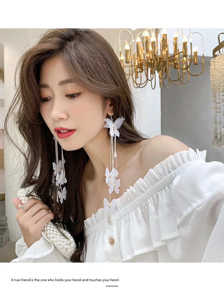 new design fashion exaggerated jewelry long white butterfly earrings bohemian tassel holiday party earrings for women gift
new design fashion exaggerated jewelry long white butterfly earrings bohemian tassel holiday party earrings for women gift