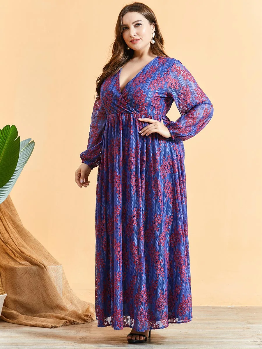 2021 Winter Lace Party Dress Women V Neck Long Sleeve High Waist Lace Floral Elegant Dress Plus Size Maxi Long Dresses
2021 Winter Lace Party Dress Women V Neck Long Sleeve High Waist Lace Floral Elegant Dress Plus Size Maxi Long Dresses