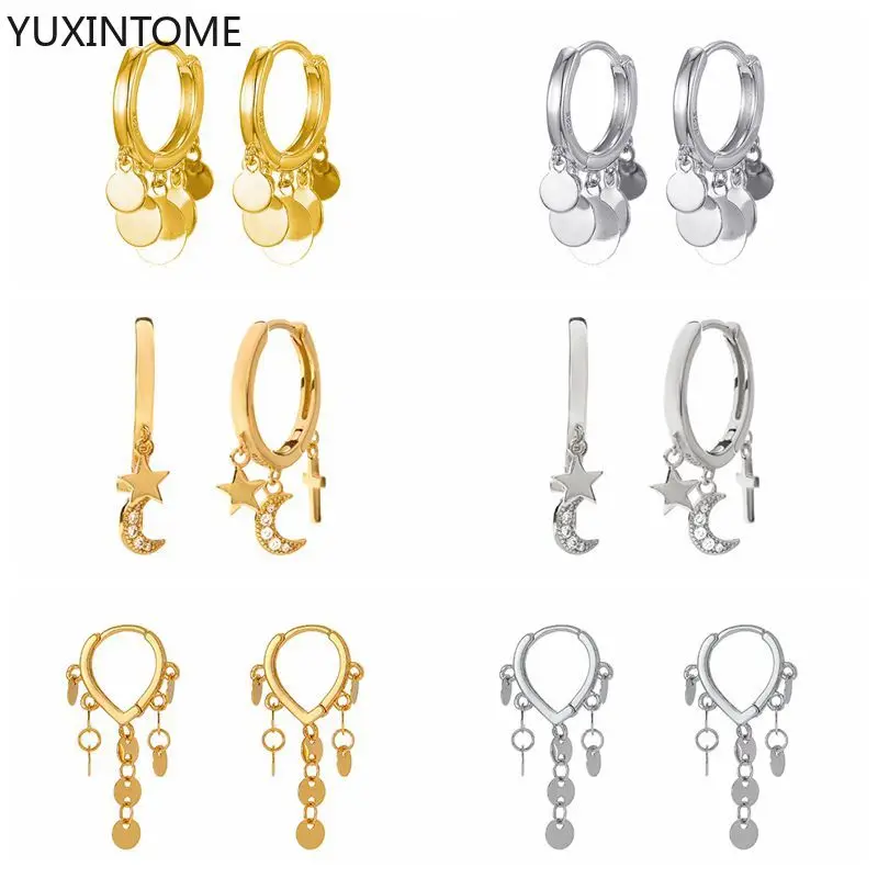 925 Sterling Silver Circle/Star/Cross/Moon Pendants Hoop Earrings for Women Shiny CZ Gold Silver Jewelry Gifts multiple styles
925 Sterling Silver Circle/Star/Cross/Moon Pendants Hoop Earrings for Women Shiny CZ Gold Silver Jewelry Gifts multiple styles