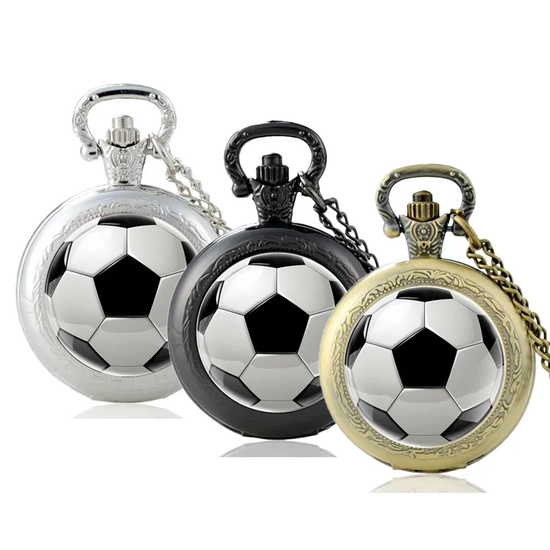 Fashion Football Design Glass Cabochon Quartz Pocket Watch Vintage Men Women Black Pendant Necklace Chain Hours Clock 
Fashion Football Design Glass Cabochon Quartz Pocket Watch Vintage Men Women Black Pendant Necklace Chain Hours Clock