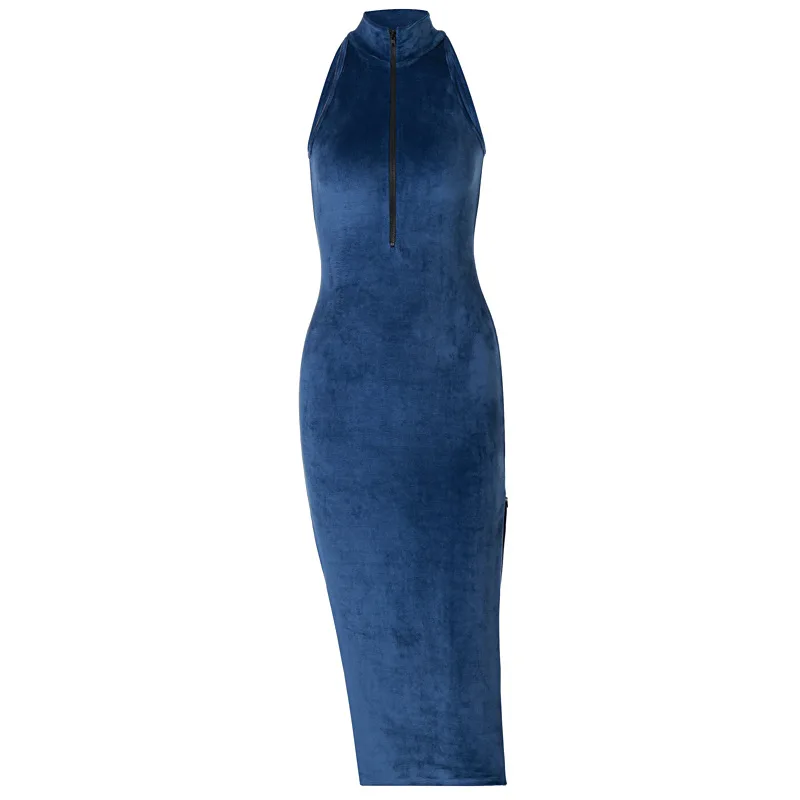 Sexy sleeveless dress women 2020 autumn and winter Solid color new semi-open collar zipper open fork medium long skirt
Sexy sleeveless dress women 2020 autumn and winter Solid color new semi-open collar zipper open fork medium long skirt