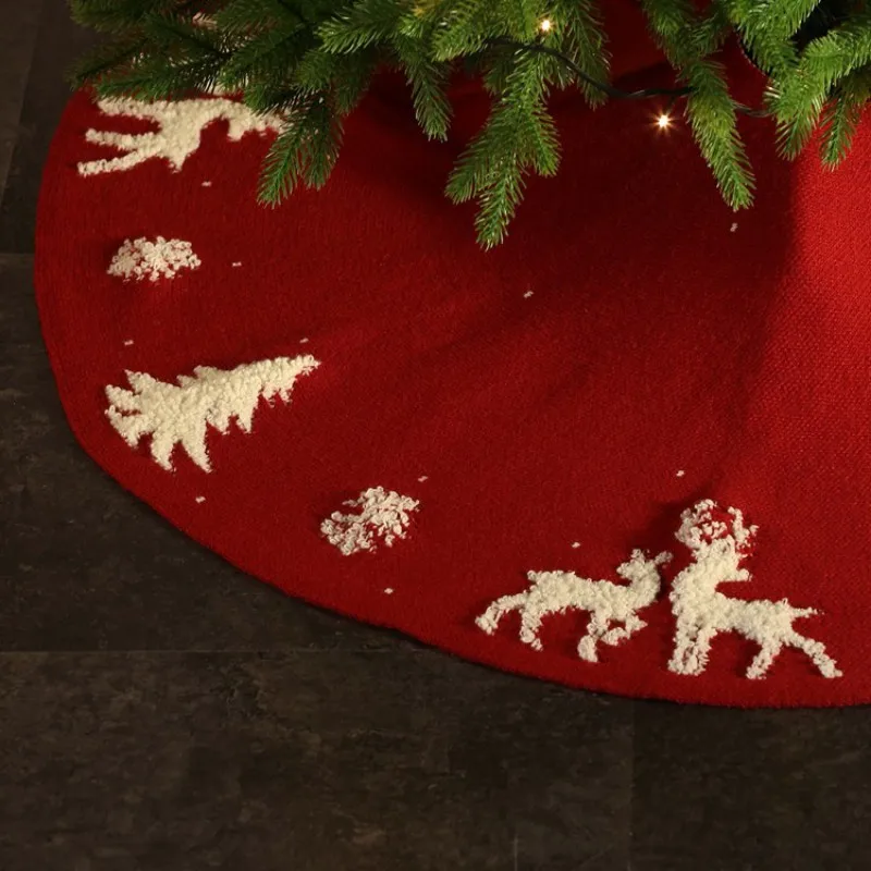 Christmas Tree Skirt, 48 Inches Heavy Yarn Rustic Knitted Xmas Knit Thick Burgundy And Cream Holiday Decoration
Christmas Tree Skirt, 48 Inches Heavy Yarn Rustic Knitted Xmas Knit Thick Burgundy And Cream Holiday Decoration