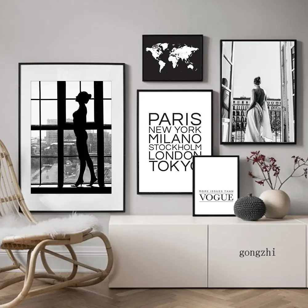 Vogue Style Black White Window Girl Canvas Painting Scandinavian Fashion Map Country Letter Poster Wall Art Decorative Picture
Vogue Style Black White Window Girl Canvas Painting Scandinavian Fashion Map Country Letter Poster Wall Art Decorative Picture