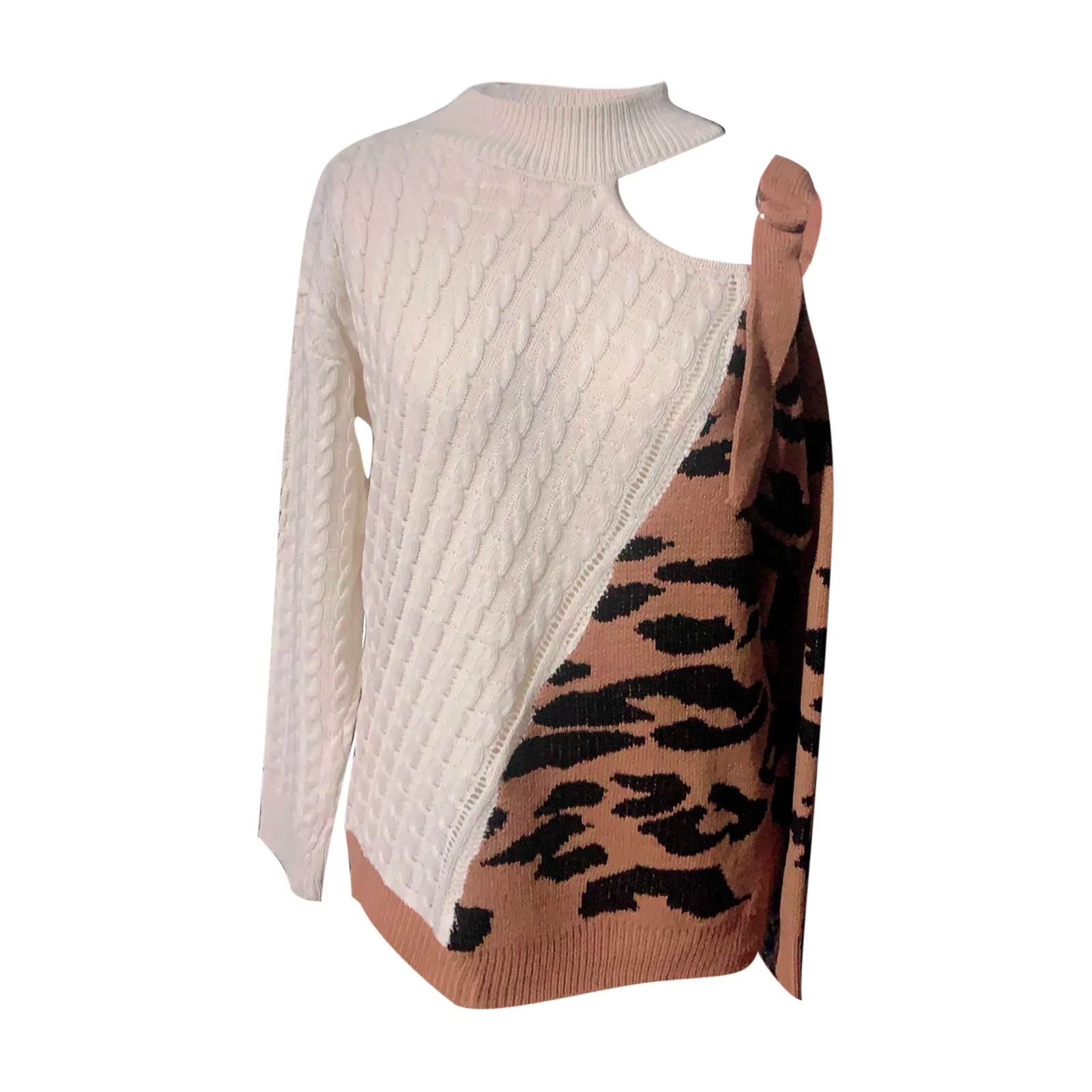 Woman Sweaters Winter fashion women's high neck long sleeve off-shoulder color-blocking knitted sweater top
Woman Sweaters Winter fashion women's high neck long sleeve off-shoulder color-blocking knitted sweater top
