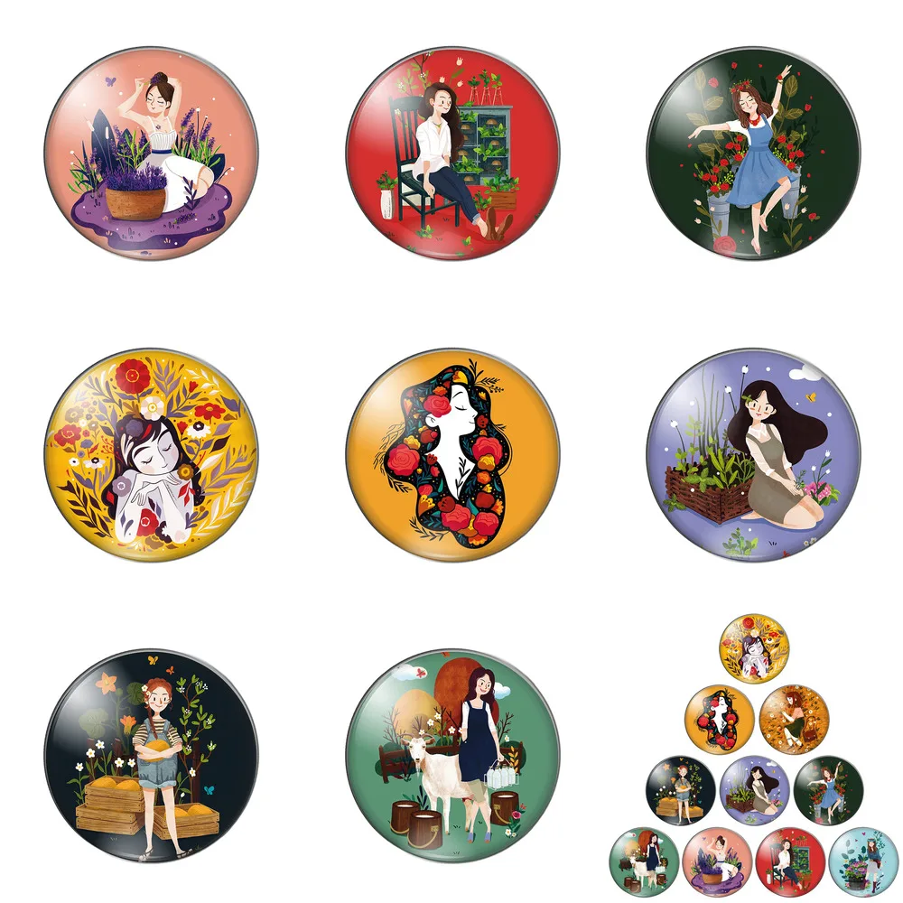 Cute Comic Girl with Flowers Round Photo Glass Cabochon Demo Flat Back Making Findings Handmade DIY Accessories 
Cute Comic Girl with Flowers Round Photo Glass Cabochon Demo Flat Back Making Findings Handmade DIY Accessories