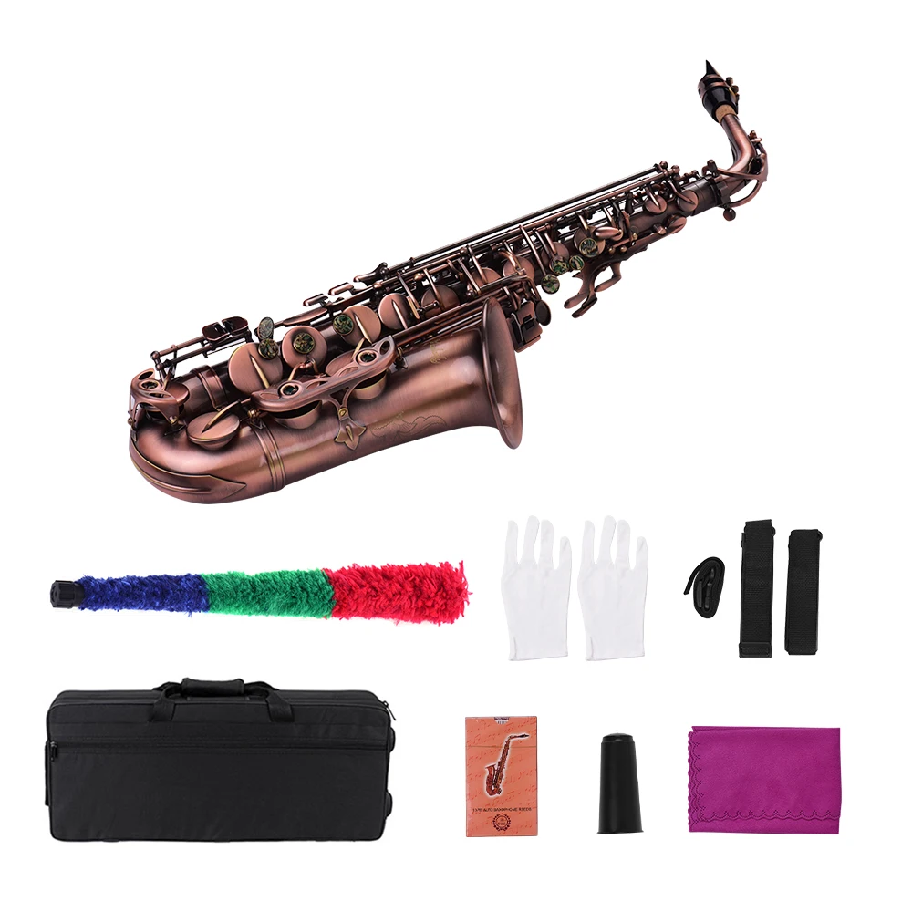 Muslady высококачественный красный Бронзовый изогнутый Eb альт саксофон E flat Sax