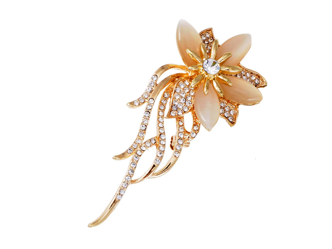 

Vintage Style Golden Tone Brooch Sparkly Clear Crystal Rhinetones Flower Bouquet Brooches & Pins