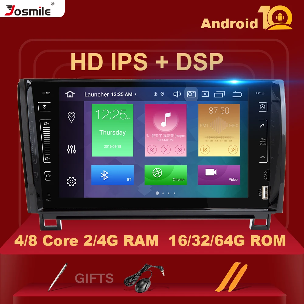 Автомагнитола IPS DSP 4 Гб 64 2 Din Android 10 мультимедийный плеер для Toyota Sequoia Tundra 2007-2013