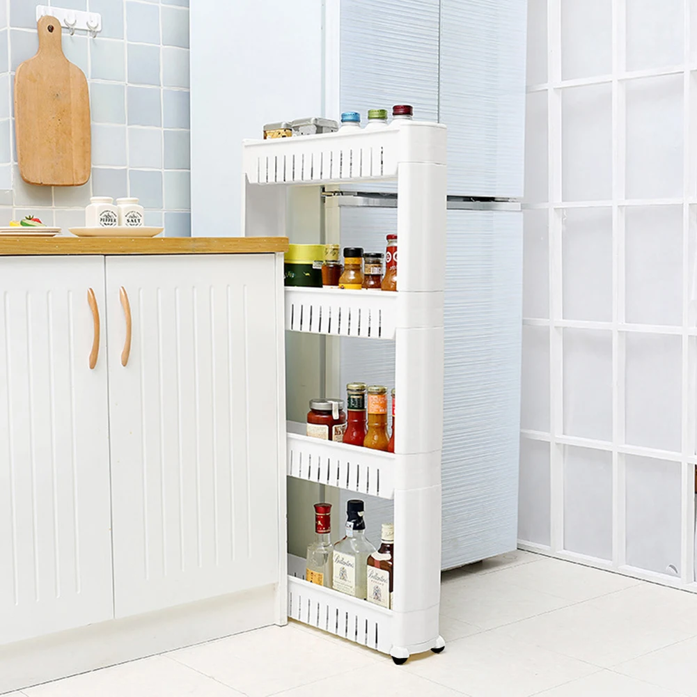 Kitchen Storage Rack For Goods Fridge Side Shelf 4 Layer Removable With Wheels Bathroom Organizer Shelf Gap Holder Home Decor
Kitchen Storage Rack For Goods Fridge Side Shelf 4 Layer Removable With Wheels Bathroom Organizer Shelf Gap Holder Home Decor
