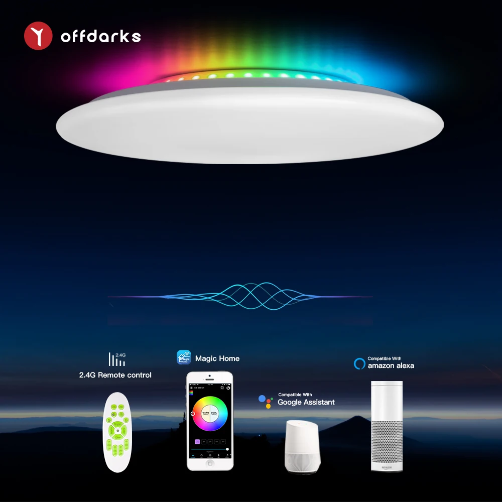 Умный потолочный светильник OFFDARKS совместимый с Alexa и Google home RGB затемнение кухня