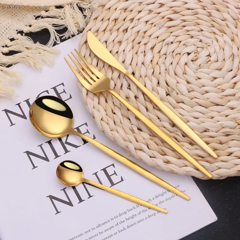 Cutlery Set Gold Fork Dinnerware Portable Printed Stainless Steel Set Cutlery Spoons Forks Knives Travel Tableware Dropshipping
Cutlery Set Gold Fork Dinnerware Portable Printed Stainless Steel Set Cutlery Spoons Forks Knives Travel Tableware Dropshipping