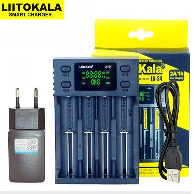Умное зарядное устройство Liitokala Lii-S4 liis4 с ЖК-дисплеем для аккумуляторов 3 7 в Li-on 18650