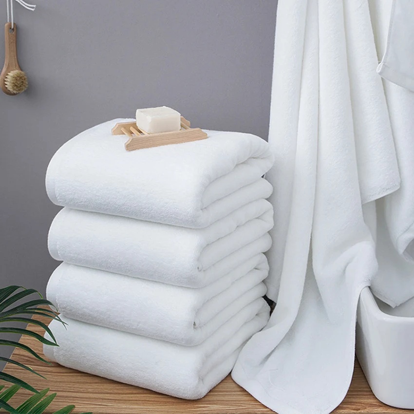 Большое белое банное полотенце 80*180/100*200 см плотное Хлопковое для душа дома ванной