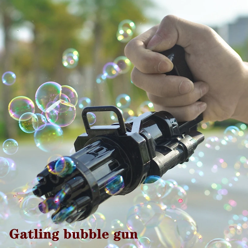 

Mini Gatling Bubble Machine Toy Kids Summer Outdooc Automatic Blower Pomperos Soap Bubble Gun Boys Girls Party Atmosphere Gifts