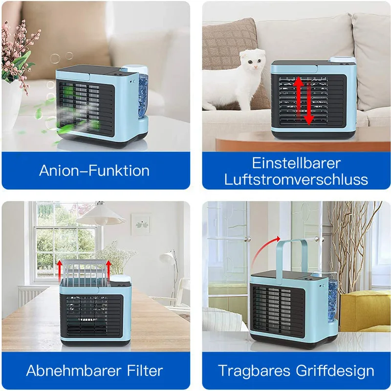 4 in 1 Mobile Air Conditioner Mini Personal Air cooler Purifier Humidifier with Light for Home Office 190x152x160mm TB Sale 
4 in 1 Mobile Air Conditioner Mini Personal Air cooler Purifier Humidifier with Light for Home Office 190x152x160mm TB Sale