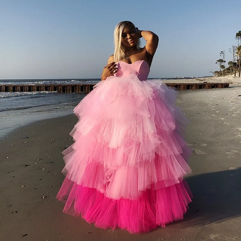 Pink Fuchsia Mix Color Puffy Prom Dresses Sweetheart Tiered Layered Tulle Party Dress Black Girls Evening Gowns For Teens
Pink Fuchsia Mix Color Puffy Prom Dresses Sweetheart Tiered Layered Tulle Party Dress Black Girls Evening Gowns For Teens