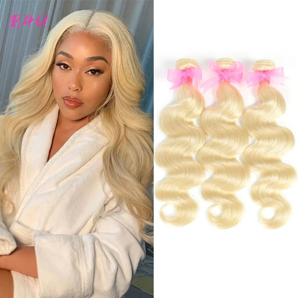

613 Blonde Bundles Brazilian Human Hair Body Wave Bundles 1/3/4 Bundle Deals Hair Weft For Black Women B4U Remy Hair Extensions