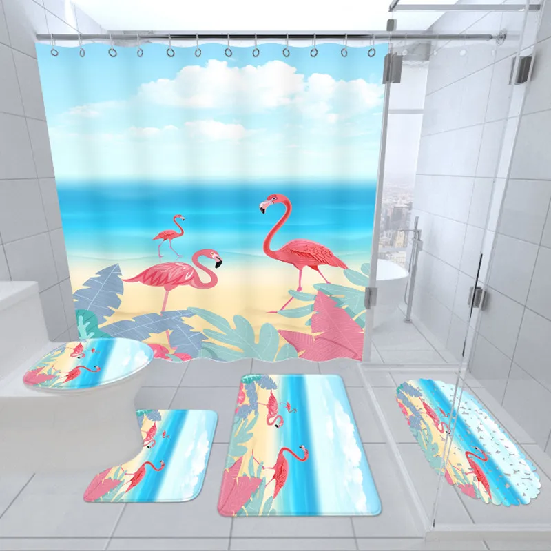 5pcs/set Cartoon Flamingo Bathroom Shower Curtain and Rug Sets Combination Bathroom Toilet Carpet Shower Room Mat
5pcs/set Cartoon Flamingo Bathroom Shower Curtain and Rug Sets Combination Bathroom Toilet Carpet Shower Room Mat