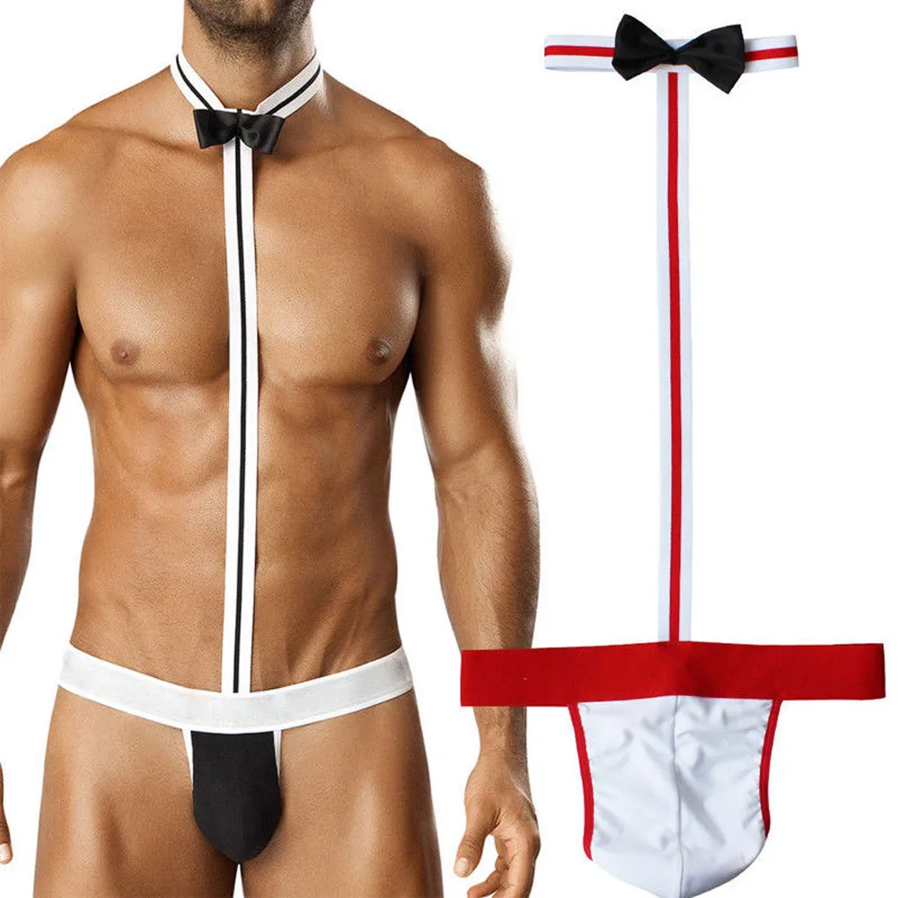 

Novelty Erotic Lingerie Sexy Men Mankini Thong Gay Underwear Waiter Costume Sissy Body Bodysuit Sensual Lingerie Woman Briefs
