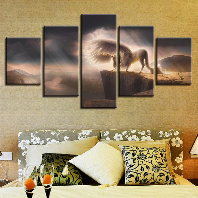 

Yixi Inkjet Wulian Unicorn Poster Home Decoration Bedroom Living Room Background Wall Frameless Printing Hanging Painting Core