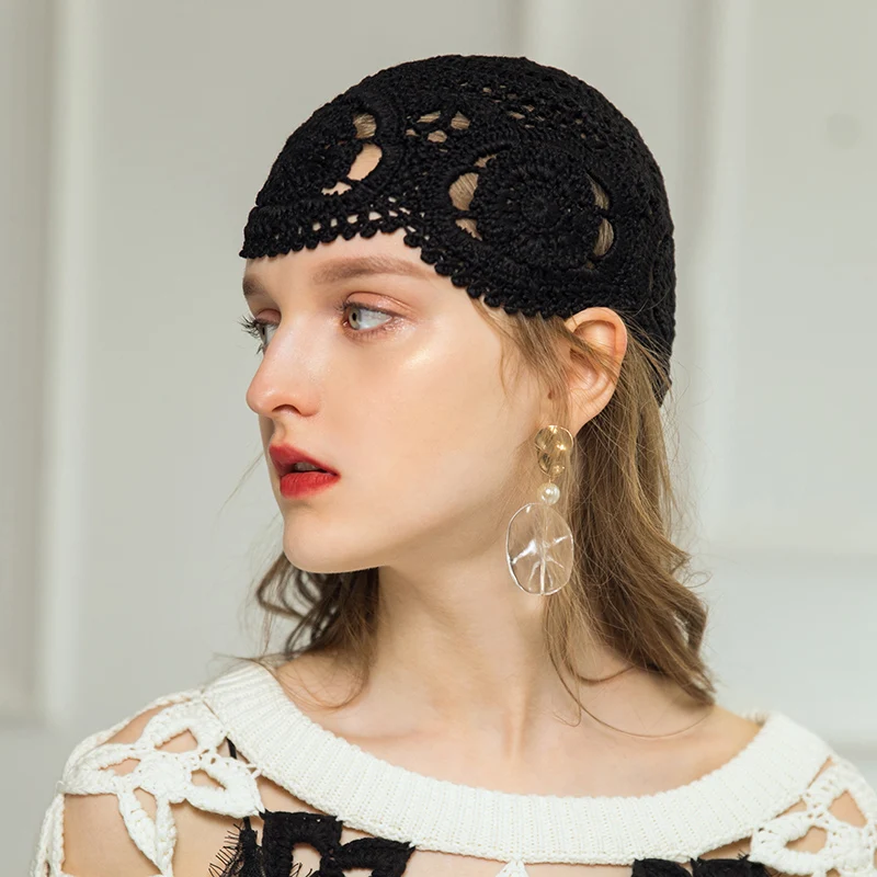 Women Beanie Hat Hand-woven French Retro Crocheted Skullies Hats Ladies Spring Summer Thin Lace Breathable Knitted Cap
Women Beanie Hat Hand-woven French Retro Crocheted Skullies Hats Ladies Spring Summer Thin Lace Breathable Knitted Cap