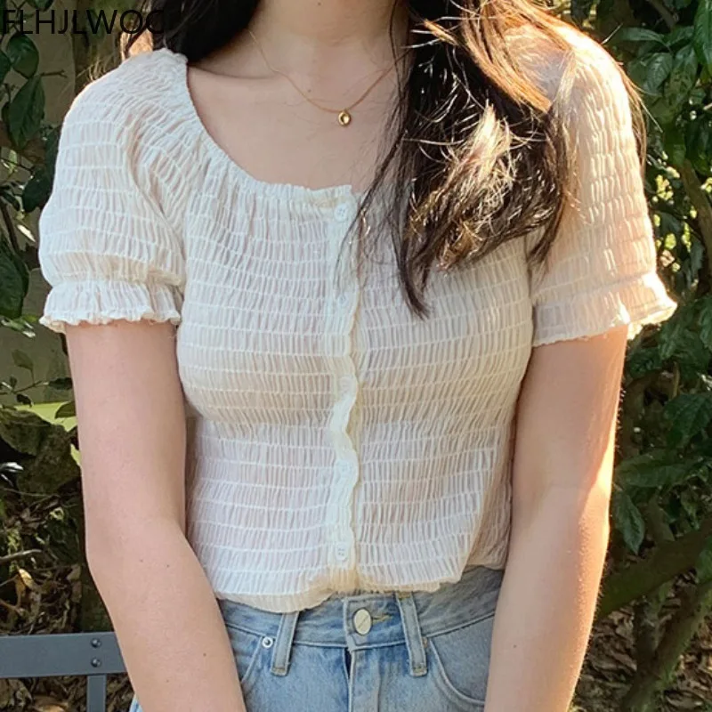 Off Shoulder Tops Blusas Button Up Shirts Korea Design Japanese Style Short Crop Summer Solid Color Women Blouses
Off Shoulder Tops Blusas Button Up Shirts Korea Design Japanese Style Short Crop Summer Solid Color Women Blouses