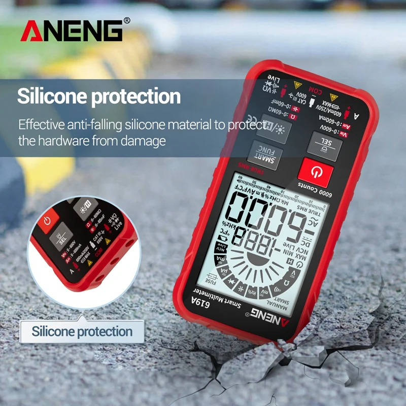ANENG 619A Digital Multimeter AC/DC Currents Voltage Testers True RMS 6000 Counts Analog Bar Multimetro NCV Meter
ANENG 619A Digital Multimeter AC/DC Currents Voltage Testers True RMS 6000 Counts Analog Bar Multimetro NCV Meter