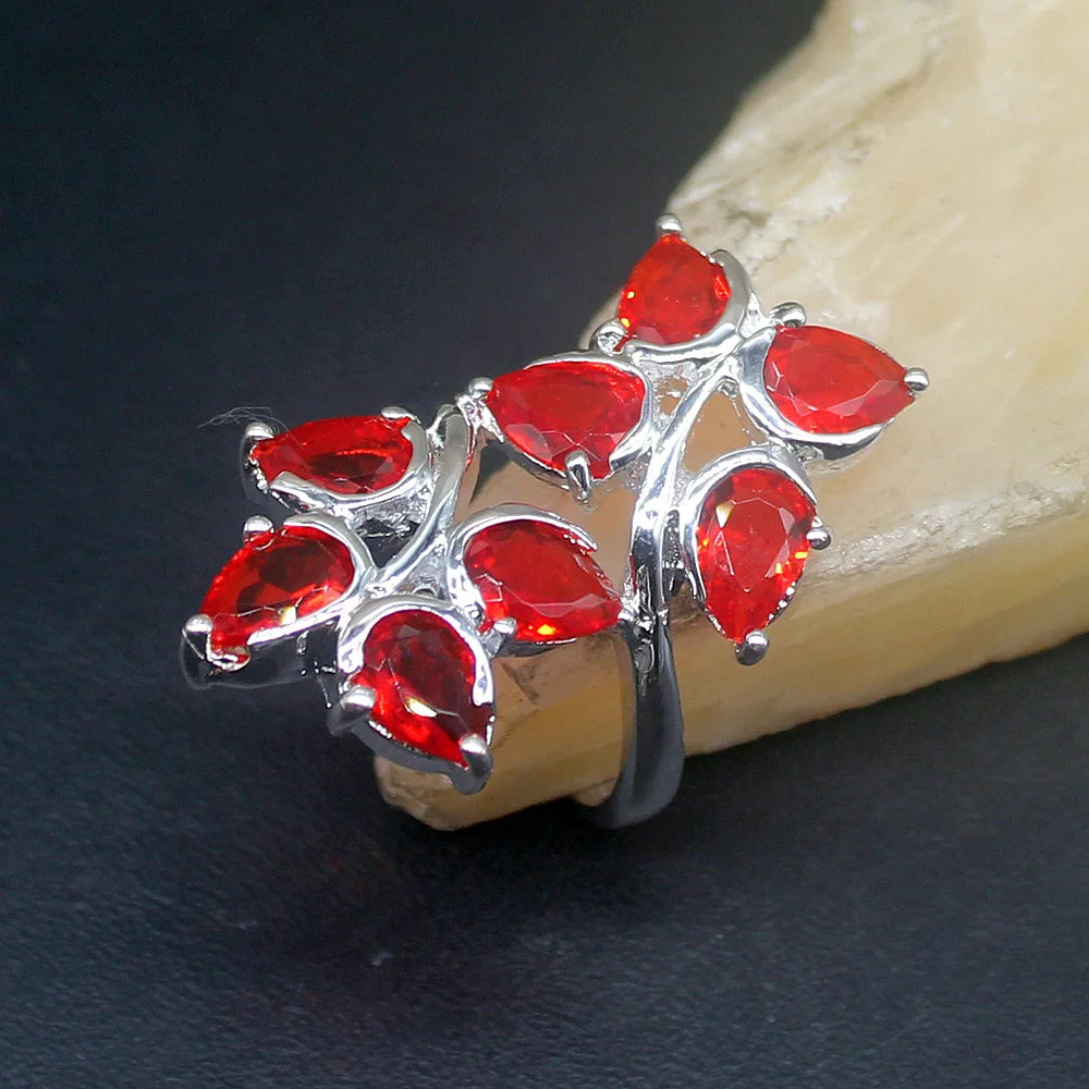 Hermosa Gushing Gemstone Red Garnet Genuine 925 Silver Unique Band Ring Wedding Engagement Gifts for Women Size 7# 20214107
Hermosa Gushing Gemstone Red Garnet Genuine 925 Silver Unique Band Ring Wedding Engagement Gifts for Women Size 7# 20214107