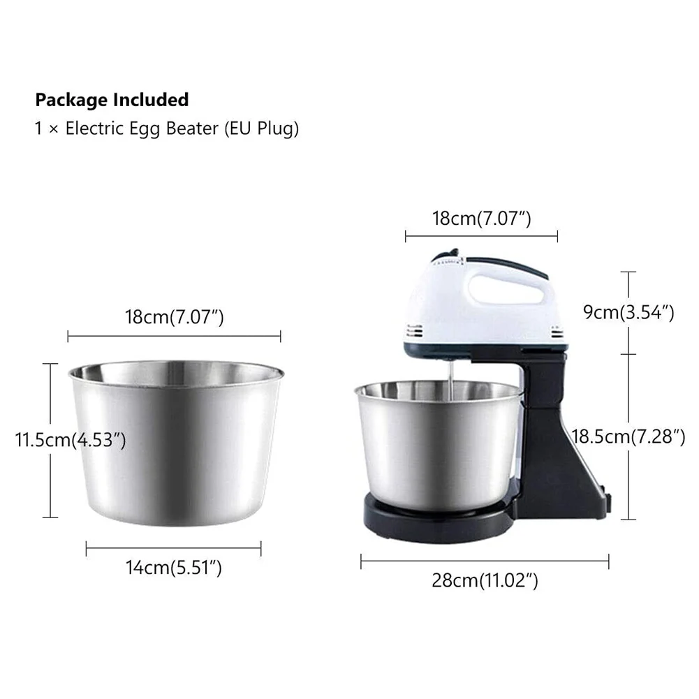 1.7L Hand Mixer Electric Egg Beater 7 Speeds Handheld Whisk with Stainless Steel 2 Beaters 2 Dough Hooks Container
1.7L Hand Mixer Electric Egg Beater 7 Speeds Handheld Whisk with Stainless Steel 2 Beaters 2 Dough Hooks Container