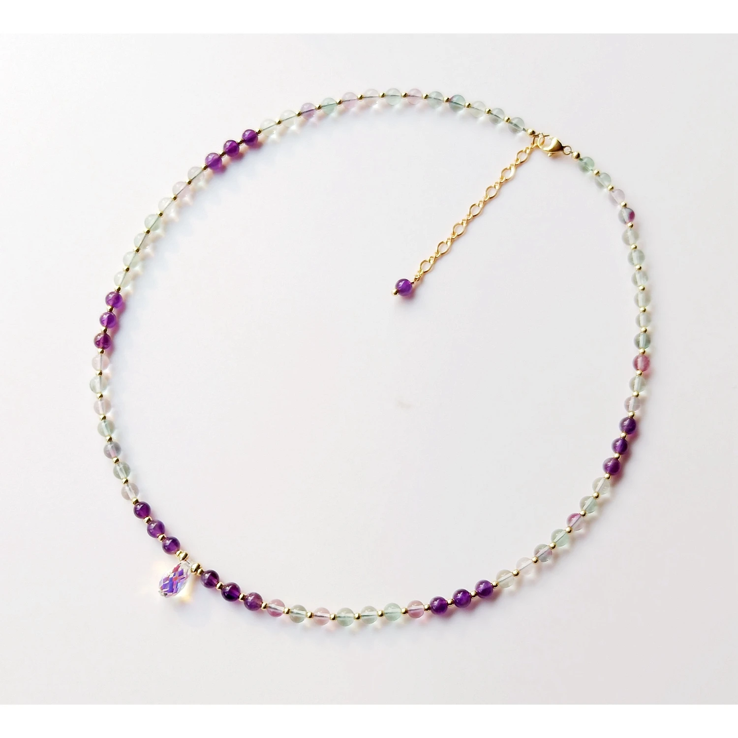Lii Ji Fluorite Amehtyst Austrian Crystal 14K Gold Filled Natural Stone 4mm Necklace 42+5cm For Women Jewelry
Lii Ji Fluorite Amehtyst Austrian Crystal 14K Gold Filled Natural Stone 4mm Necklace 42+5cm For Women Jewelry