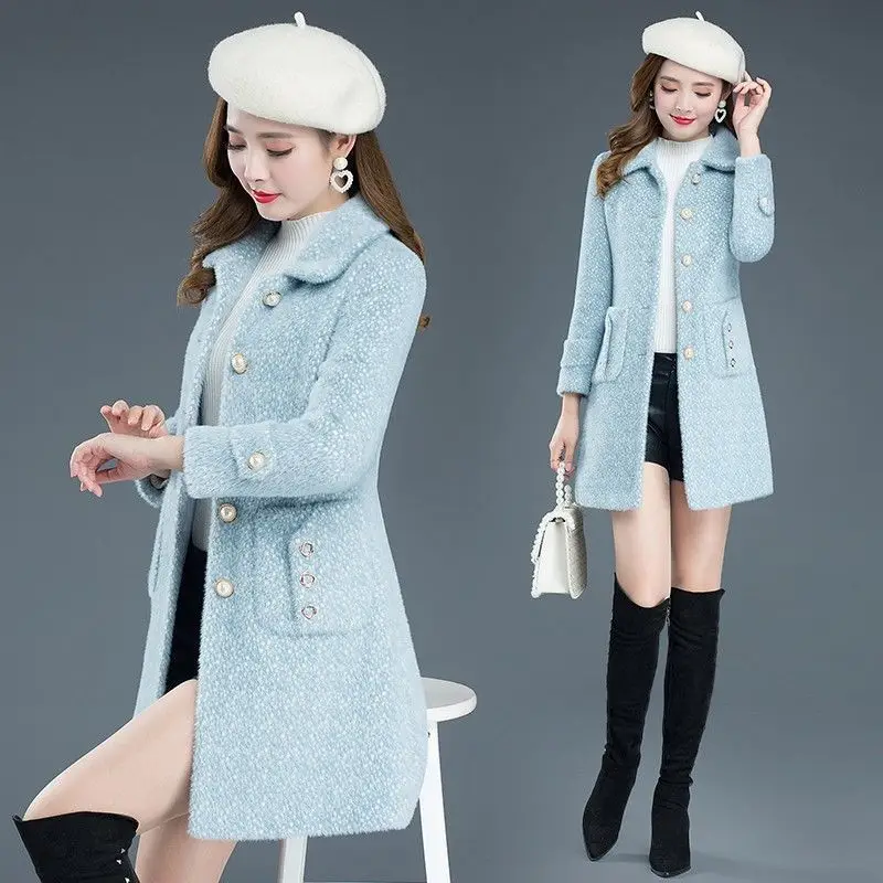 New Style Korean Style Mid-length and Thin Style Female High-quality Trend Imitation Gold Mink Woolen Coat Female
New Style Korean Style Mid-length and Thin Style Female High-quality Trend Imitation Gold Mink Woolen Coat Female