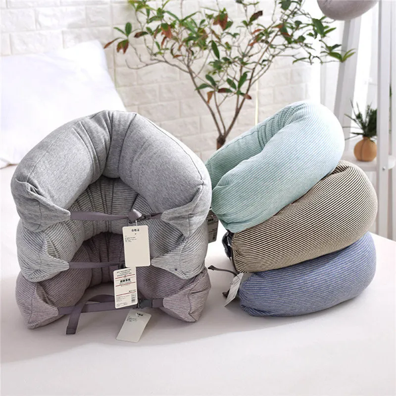 

Cotton Fabric Travel Pillow Neck Pillows Sleeping Cushion U Shaped Cushions Invisible Zipper Head Massager Car Headrest Soft