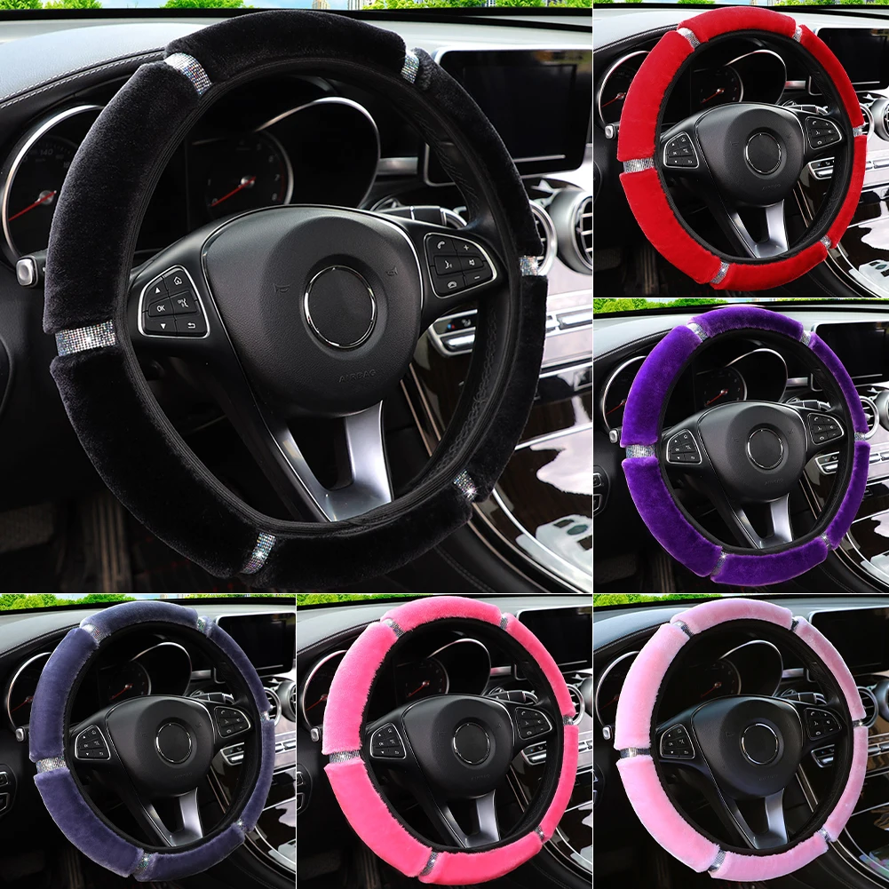 15" Car Steering Wheel Cover Plush Bling Rhinestones Winter Steering Wheel Cover Decoration for 38cm Auto Interior Accessories
15" Car Steering Wheel Cover Plush Bling Rhinestones Winter Steering Wheel Cover Decoration for 38cm Auto Interior Accessories