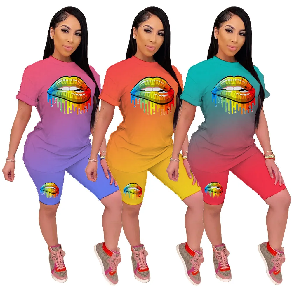 Two Piece Women's Clothing Fashion Round Neck Personality Contrast Color Gradient Printing Casual Sports Short Suit Dropshipping
Two Piece Women's Clothing Fashion Round Neck Personality Contrast Color Gradient Printing Casual Sports Short Suit Dropshipping