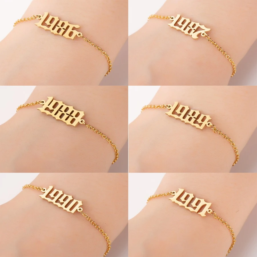 Hfarich Personalize Stainless Steel Gold Color Letter 1989 1990 1991 Old Year Number Adjustable Bracelets for Women
Hfarich Personalize Stainless Steel Gold Color Letter 1989 1990 1991 Old Year Number Adjustable Bracelets for Women