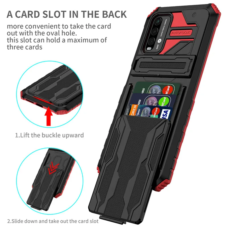 For Xiaomi Redmi 9 Power Case Hybrid Armor Shockproof Cover For Redmi 9A 9C 10X With Card Slot Holder Silicon Protection Cases
For Xiaomi Redmi 9 Power Case Hybrid Armor Shockproof Cover For Redmi 9A 9C 10X With Card Slot Holder Silicon Protection Cases