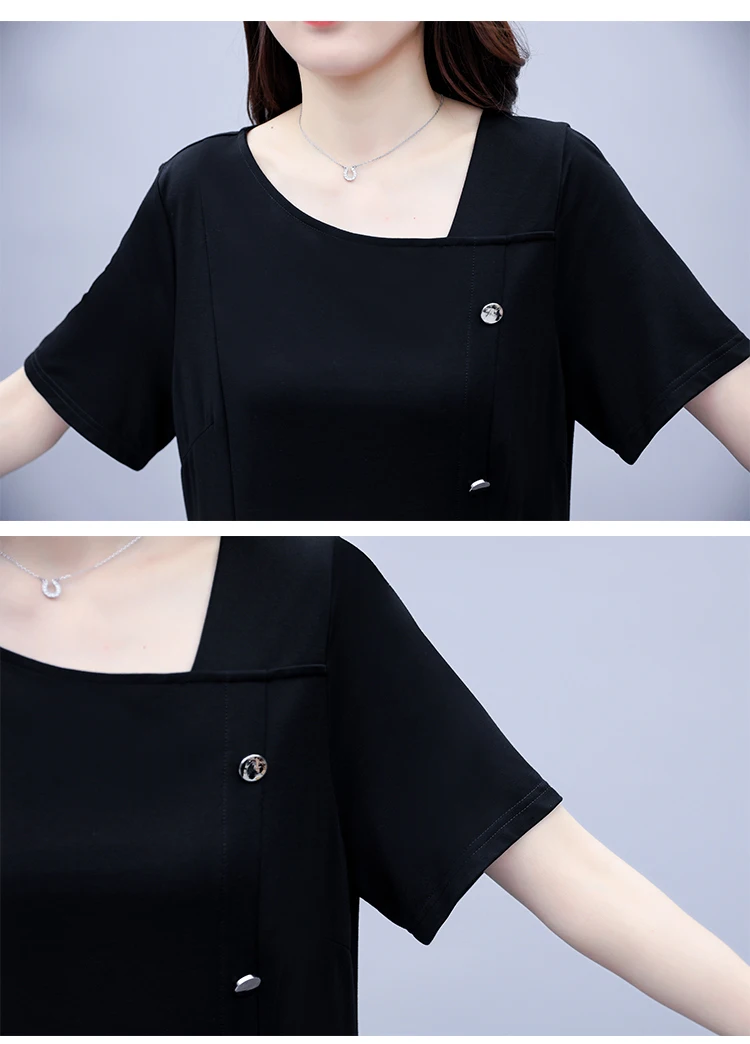 L-5XL Plus Size Women Mesh Patchwork Black Office Dress Summer 2021 Korean Fashion O-neck Short Sleeve Casual Loose Dress Female
L-5XL Plus Size Women Mesh Patchwork Black Office Dress Summer 2021 Korean Fashion O-neck Short Sleeve Casual Loose Dress Female