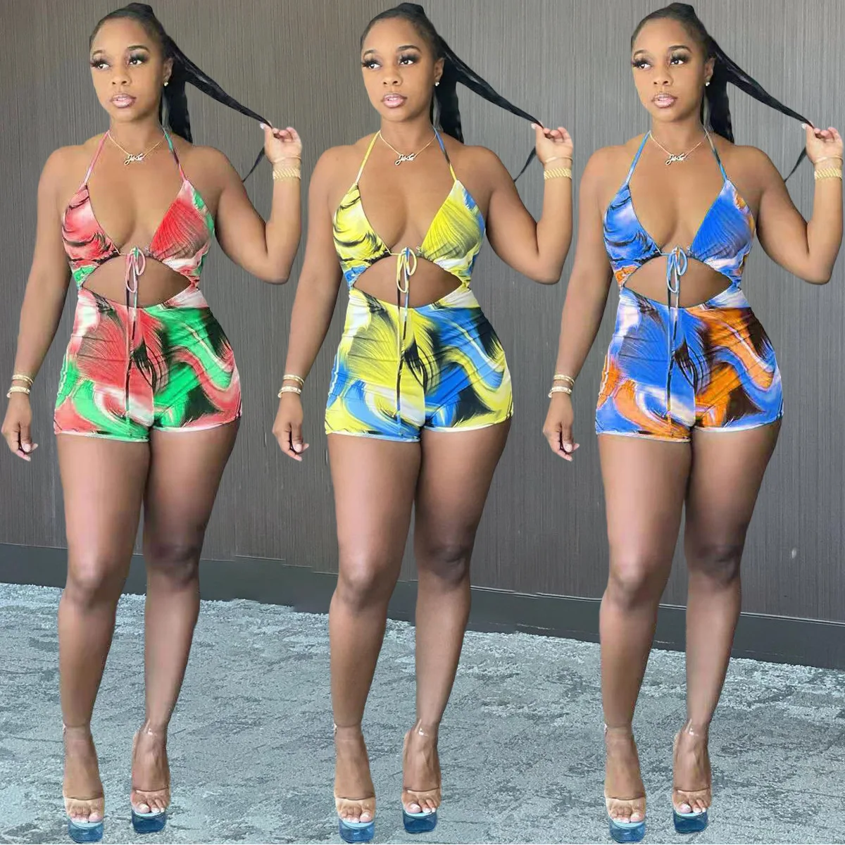 Summer Tie Dye Print Bra Halter Lace Up Playsuit Women Sexy Beach Swimsuit Swimwear Bikini Set Backless Bathing Suit Bodysuit
Summer Tie Dye Print Bra Halter Lace Up Playsuit Women Sexy Beach Swimsuit Swimwear Bikini Set Backless Bathing Suit Bodysuit