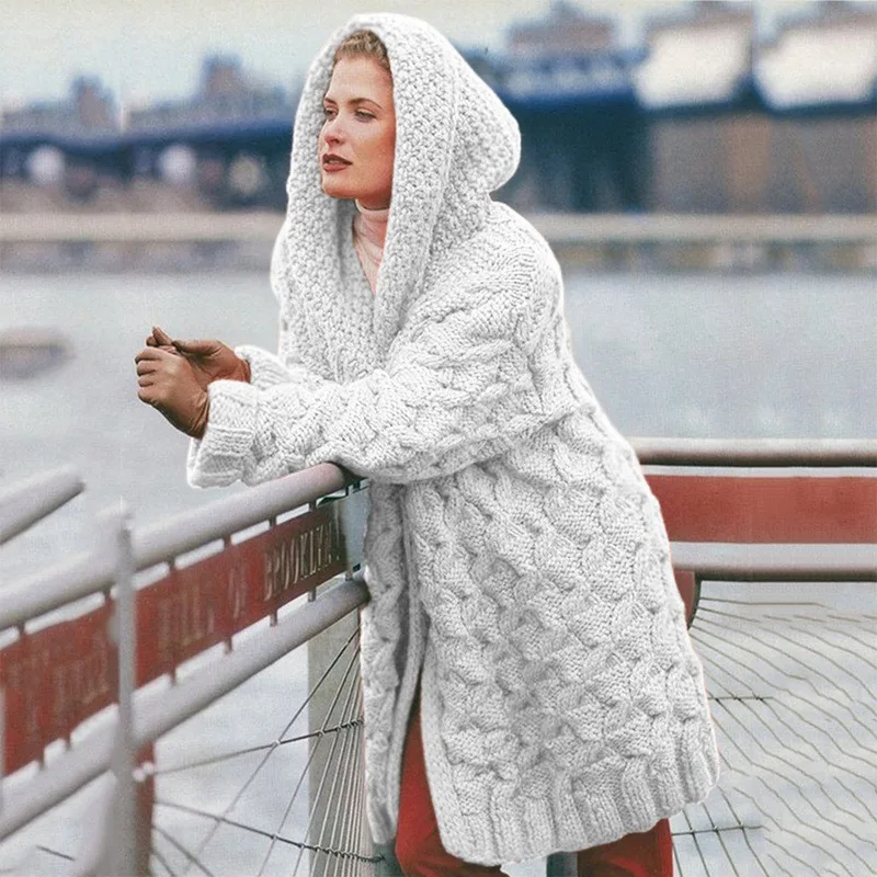 Women Long Sweater Cardigans Winter Solid Elegant Knitted Outwear Hooded Cardigan Sweaters Lazy Korean Style Clothing Trendy
Women Long Sweater Cardigans Winter Solid Elegant Knitted Outwear Hooded Cardigan Sweaters Lazy Korean Style Clothing Trendy