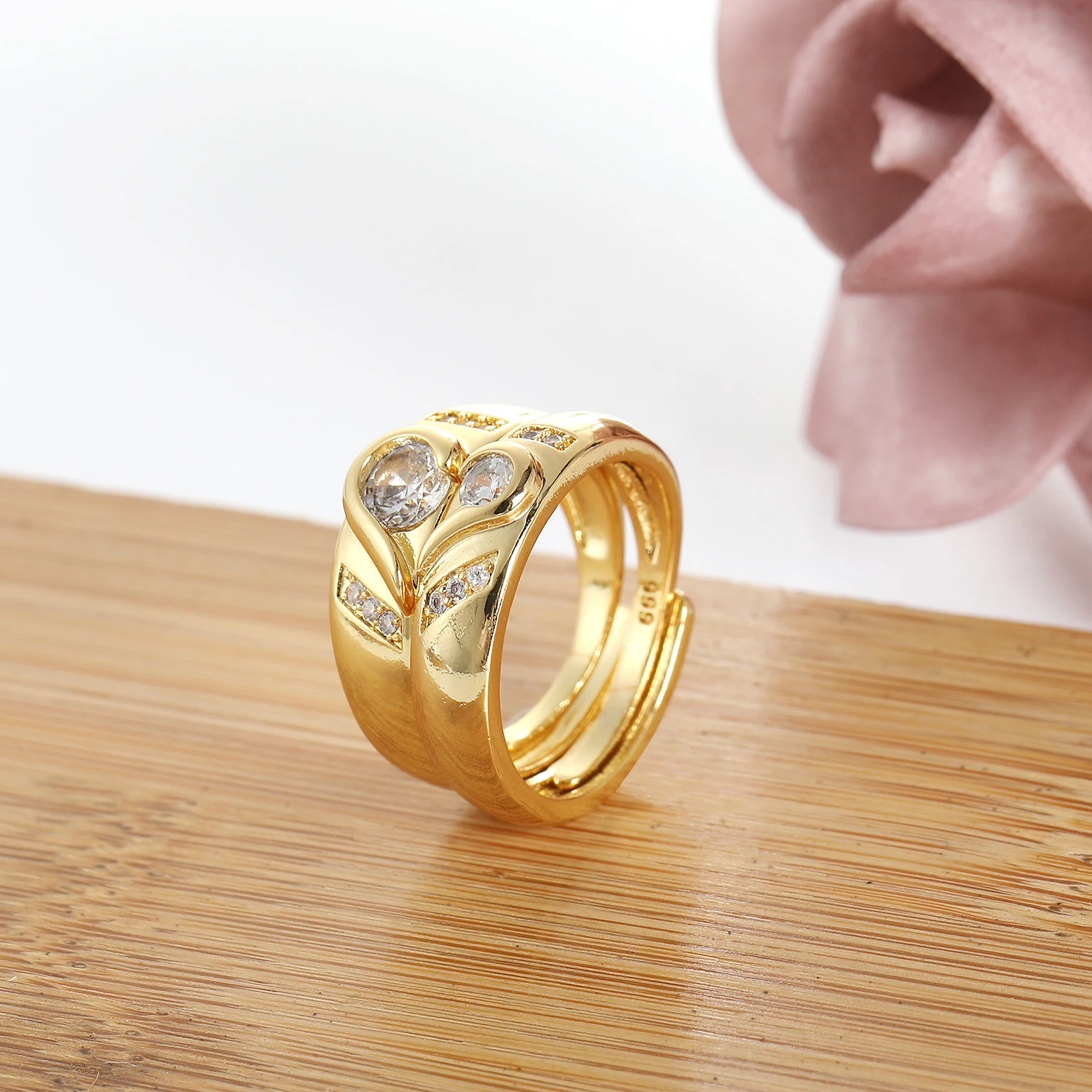 Valentine Day Couple Alloy Heart Zircon Open Ring Casual Engagement Wedding Party Gold Plated Ring Jewelry
Valentine Day Couple Alloy Heart Zircon Open Ring Casual Engagement Wedding Party Gold Plated Ring Jewelry