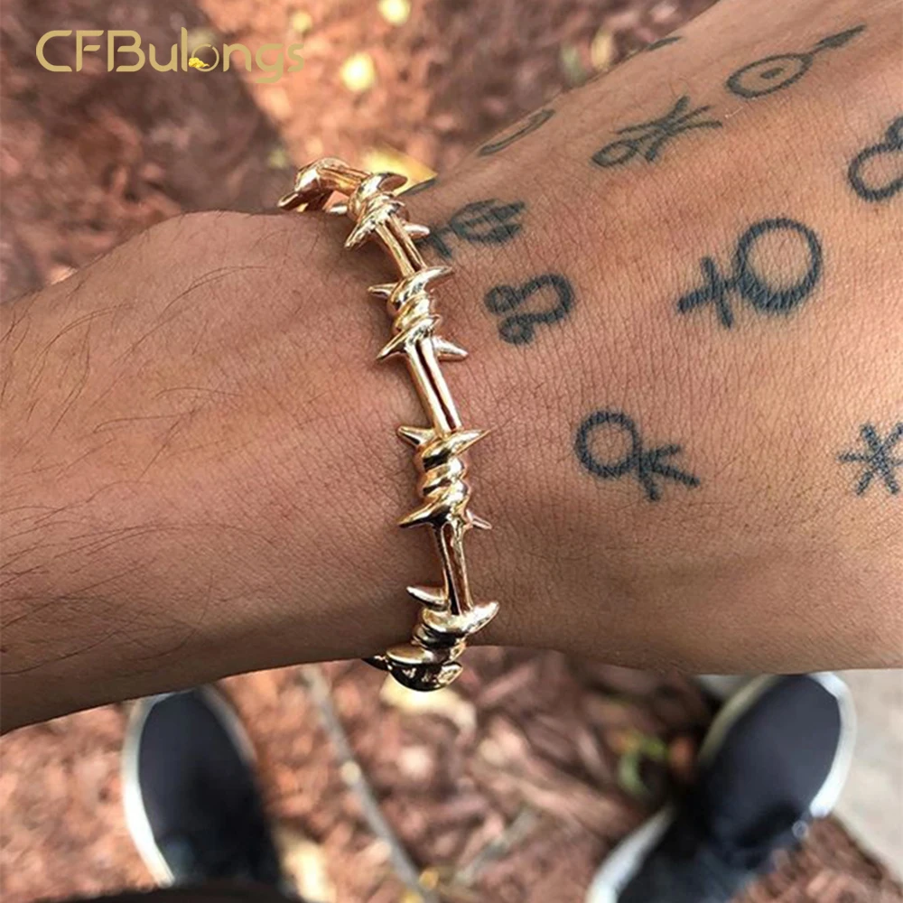 CFBulongs Retro Twisted Twisted Thorn Line Men's Bracelet Open Cuff Geometric Titanium Steel Bangle Creative Jewelry
CFBulongs Retro Twisted Twisted Thorn Line Men's Bracelet Open Cuff Geometric Titanium Steel Bangle Creative Jewelry