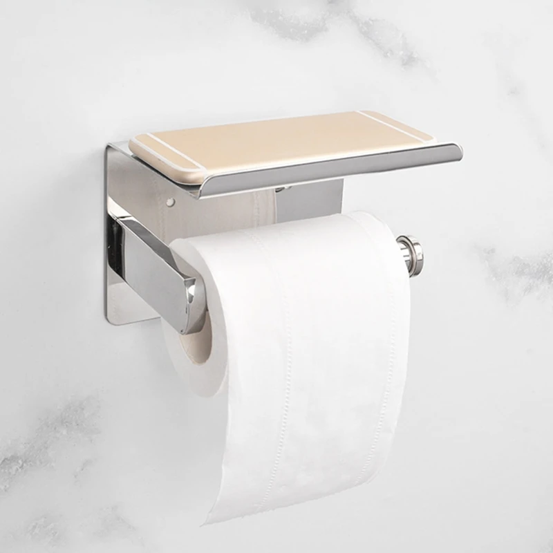 X7AB Stainless Steel Wall Mounted Toilet Roll Paper Holder Bathroom Self-Adhesive Tissue Rack with Cell Phone Storage Shelf
X7AB Stainless Steel Wall Mounted Toilet Roll Paper Holder Bathroom Self-Adhesive Tissue Rack with Cell Phone Storage Shelf
